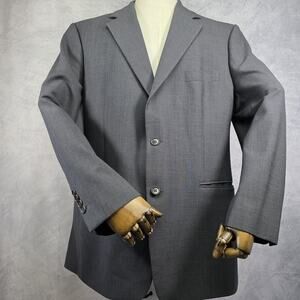 Brooks Brothers Blazer Mens 44R Gray 346 Stretch Wool Two Button Notch Lapel